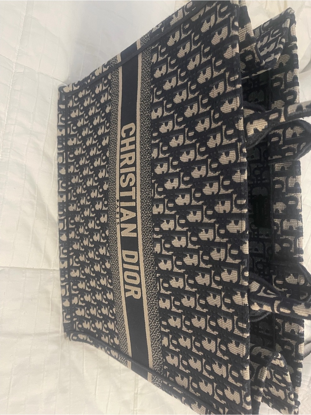 Dior Navy and Beige Christian Dior Book Tote - Picture 3 of 5
